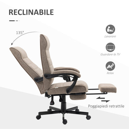 Height Adjustable Office Chair, Footrest Included and Padded Seat, 68x67x106-114 cm, Brown