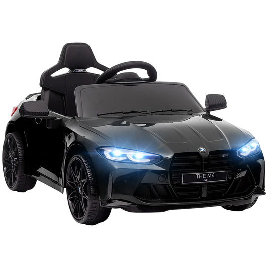 BMW M4 Licensed Electric Ride‑On Car for Kids with Remote Control, Horn & Lights – Black