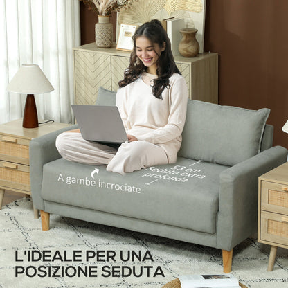 2 Seater Velvet Sofa with Lower Storage Compartment and Cushions, 140x72x82 cm, Grey