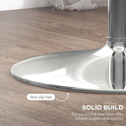 Modern Round High Bar Table with Steel Base and Glass Top, Ø70x102cm, Transparent