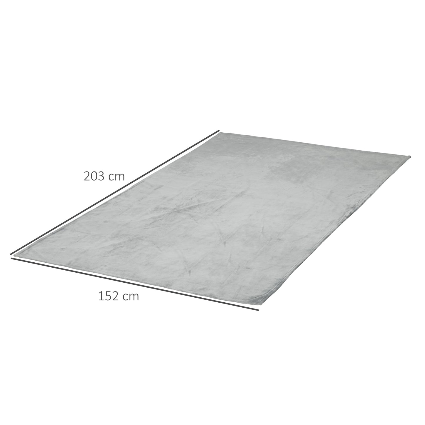 Grey 330 GSM Reversible Flannel Blanket for Indoor and Outdoor Use, 203x152x0.5 cm, Grey