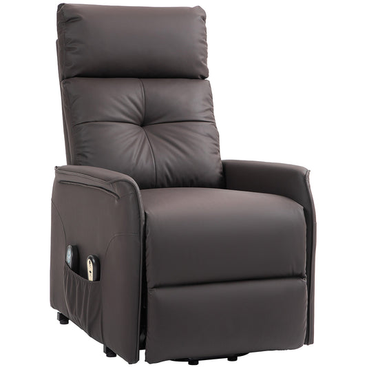 Lift and Recliner Relax Chair with 8 Massage Points and Heating, 2 Remote Controls, Brown