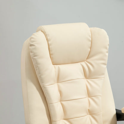 Ergonomic massant armchair winner at adjustable height with 6 vibrant points, 65x160x104 cm, cream