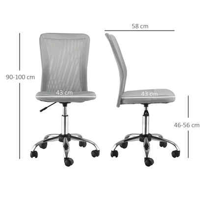 Ergonomic Mesh Office Chair with Armrests, Adjustable Height and 5 Wheels, Grey
