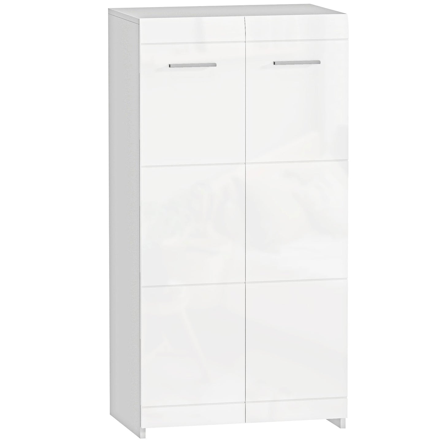 Mobile Shoe Rack with 5 Adjustable and Removable Shelves, Wooden, 55x36x108 cm, Glossy White