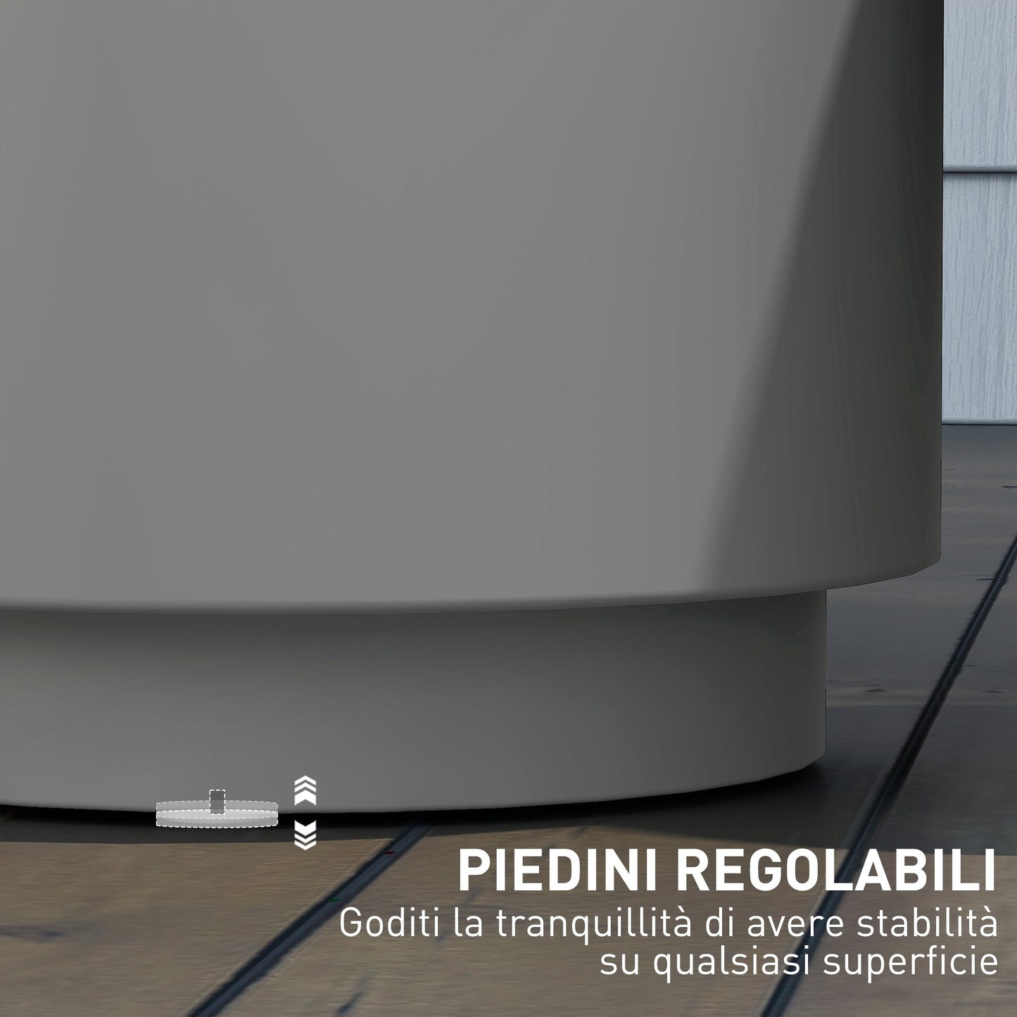 Multipurpose Coffee Table with Ice Bucket and Lid, in Concrete and Stainless Steel, Ø37.5x43.5 cm, Light Grey