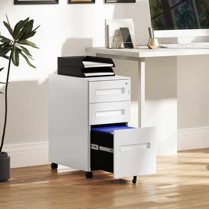Steel Document Holder on 5 Wheels with 2 Drawers and Pen Tray, 30x43.5x60 cm, White