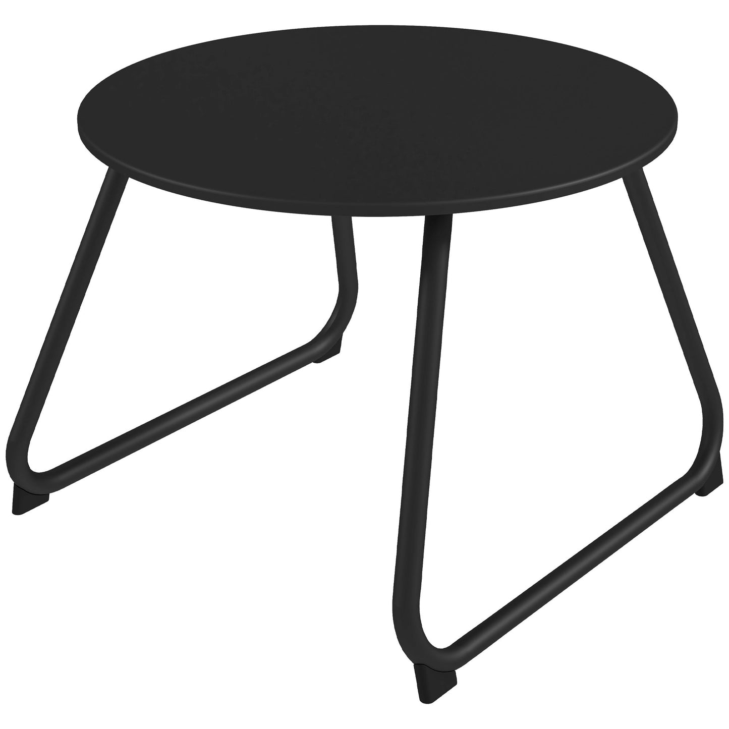 Outdoor Coffee Table Ø48x37 cm in Black Metal with Adjustable Feet