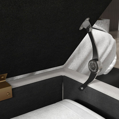 Bed End Bench with Fabric Storage and Steel Legs, 100x40x49cm, Cream