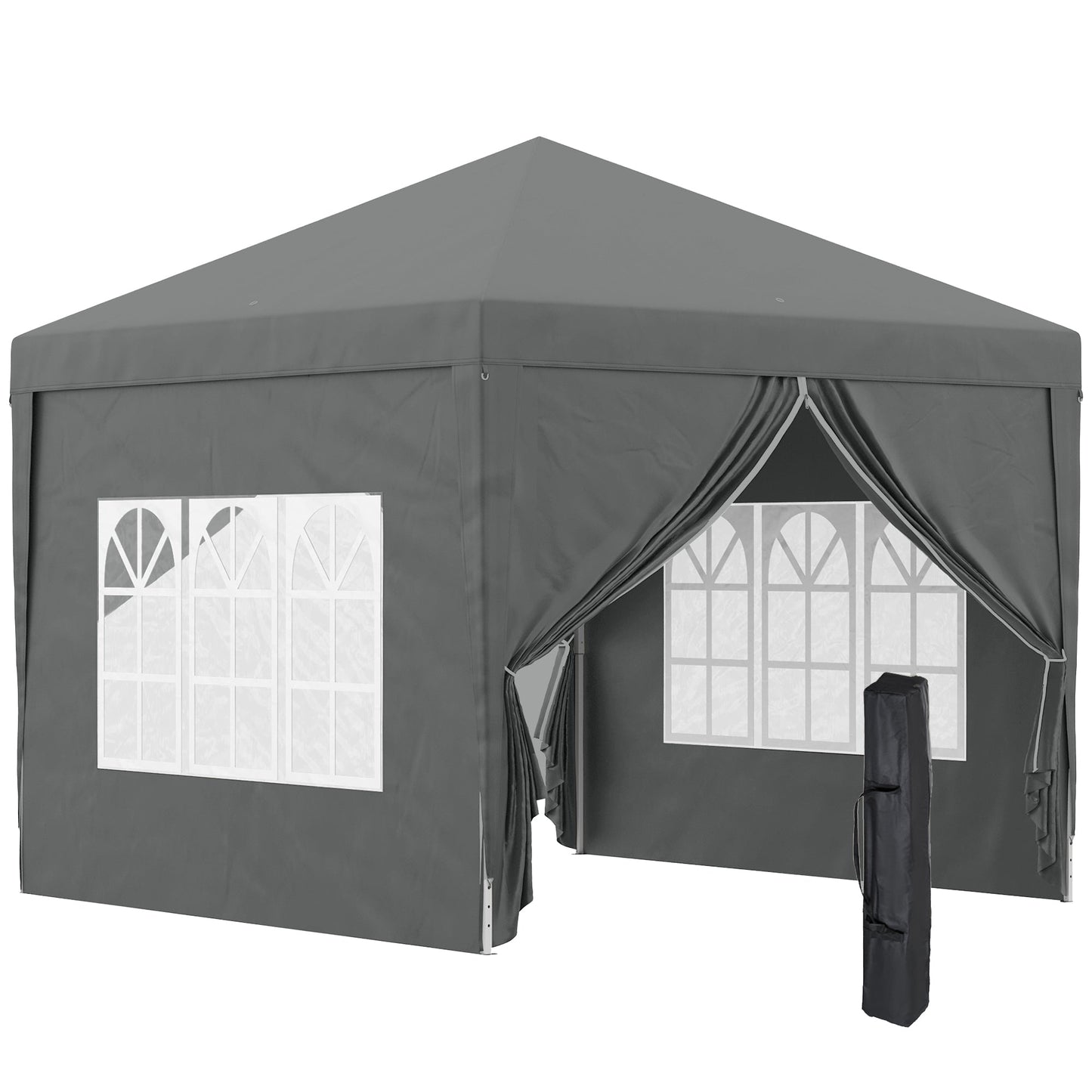 3x3m Folding Outdoor Gazebo with 4 Side Panels, Steel and Oxford Fabric Grey