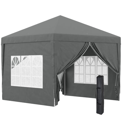 3x3m Folding Outdoor Gazebo with 4 Side Panels, Steel and Oxford Fabric Grey