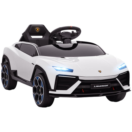 Lamborghini Licensed Electric Ride-On Car for Kids with Horn and Remote Control, 3-Speed Adjustable, White