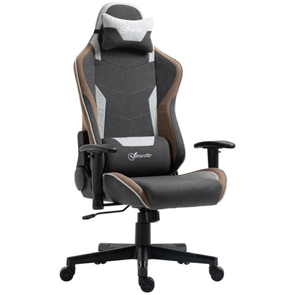 150° Reclining Gaming Chair with Rocking Function, Headrest and Lumbar Cushion, Grey