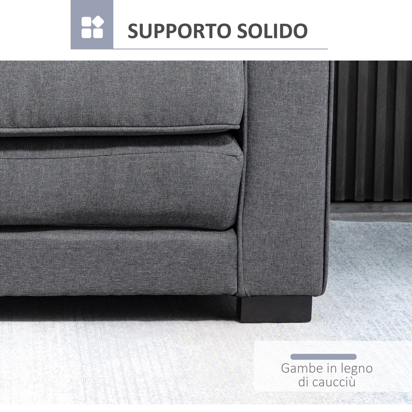 2-Seater Fabric Sofa Bed with Padding and Springs, 151x75x85 cm, Grey