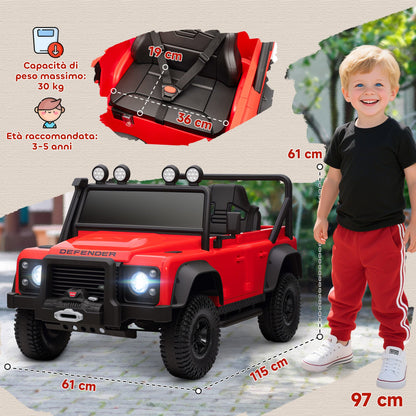 Electric Ride-On Toy Car for Kids Ages 3-5, Land Rover Official 12V with Remote Control, Suspension, LED Lights, Red