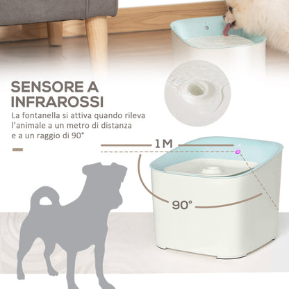 3L Cat and Dog Water Fountain with Carbon Filter, LED Light and Motion Sensor, White