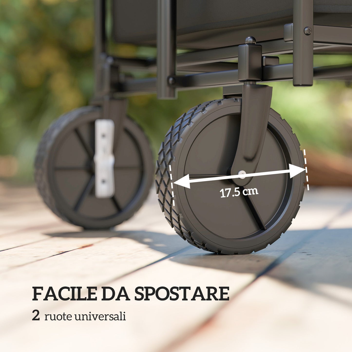 Garden Trolley 160L Foldable with Adjustable Handle, Capacity 100 kg, 95x55x102 cm, Black