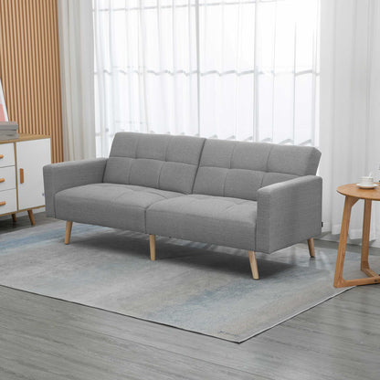 Grey Double Sofa Bed Breathable Linen and adjustable backrest | 205x95x80 cm