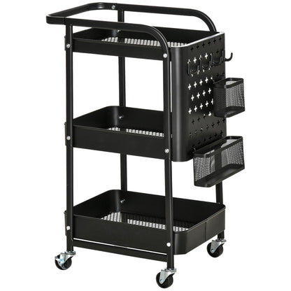 SPARKLE | Multipurpose Trolley with 3 shelves and wheels | 51.5x32x75.6 cm