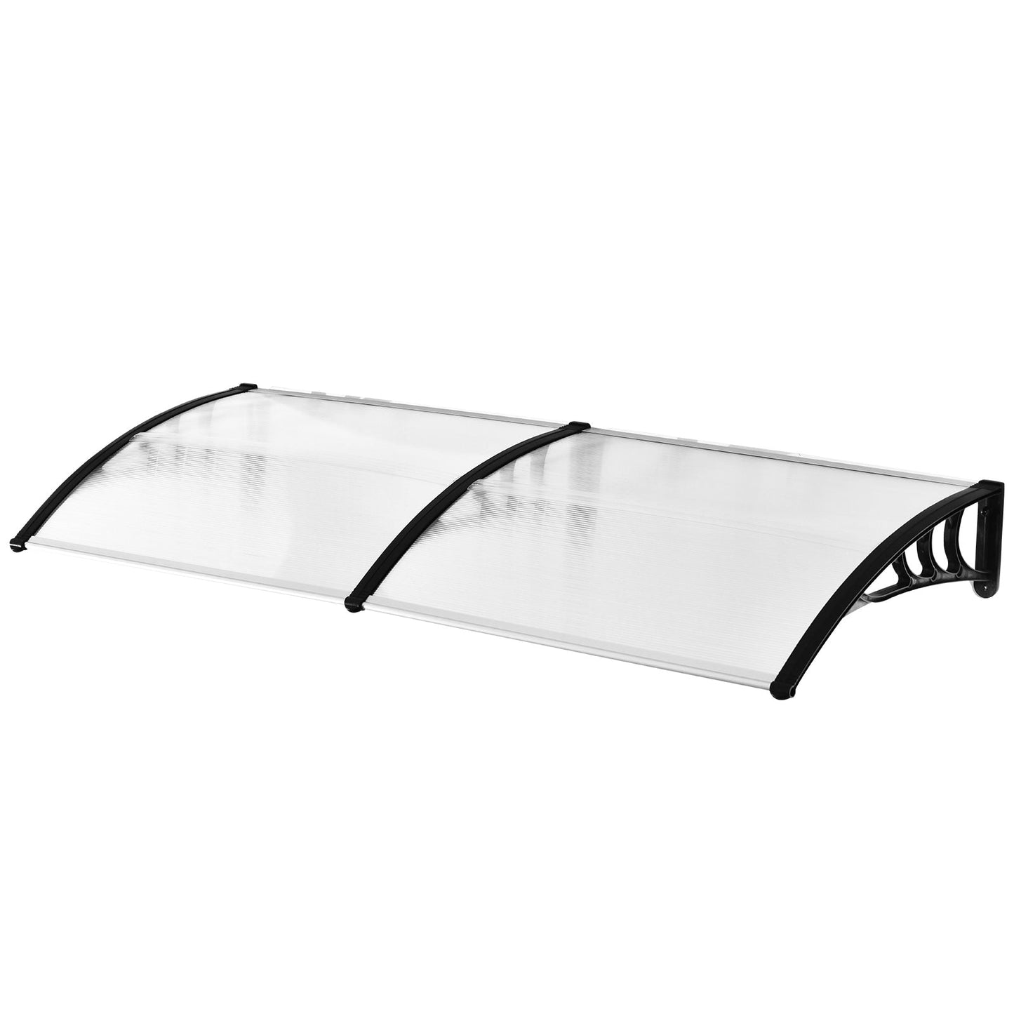 Outdoor Canopy Shelter 195x75cm in Polycarbonate and Aluminum for Balcony Windows and Doors, Transparent