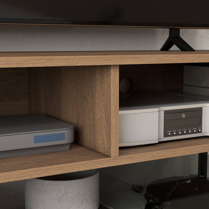 Industrial Style TV Stand Up to 48" in Wood and Steel, 110x40x48cm, Brown and Black