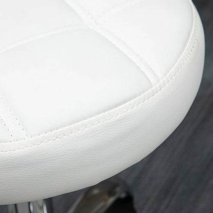White Adjustable Beauty Stool with Wheels
