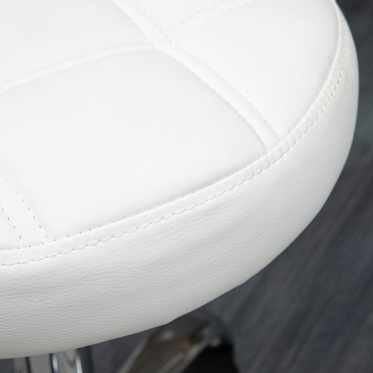 White Beauty | Tattoo Round Swivel Stool with Wheels, Adjustable Height and Eco Leather Cover, Black
