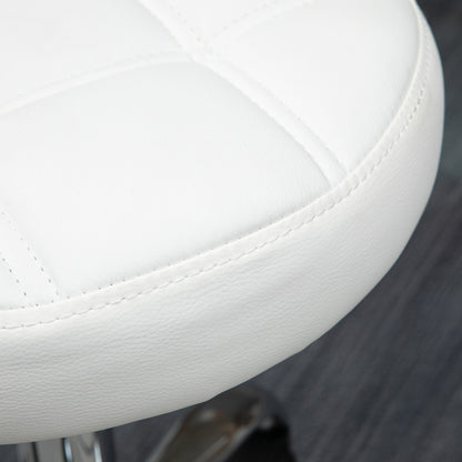 White Beauty | Tattoo Round Swivel Stool with Wheels, Adjustable Height and Eco Leather Cover, Black