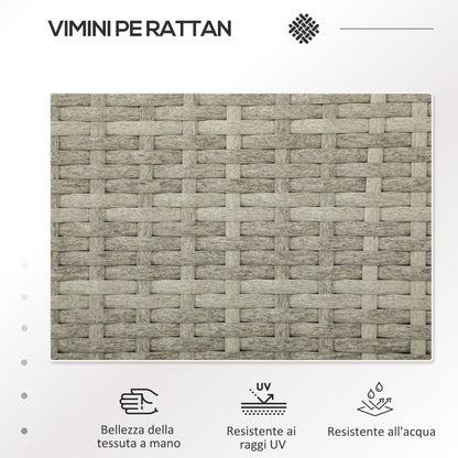 2 Seater Outdoor Sofa with Coffee Table, Steel and PE Rattan, 137x59x82 cm, Grey and Cream