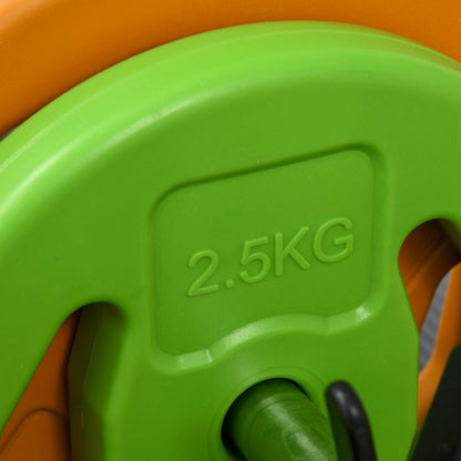 20kg Non-Slip Barbell and Disc Set with 6 Weights and 2 Fixing Clips, Ø28x130 cm, Multicolour