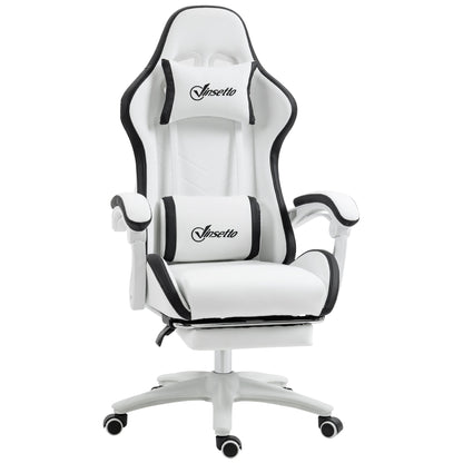 Gaming Chair with Adjustable Height and Reclining Backrest, 65x65x121-129 cm, Black and White