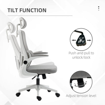 Ergonomic Height Adjustable Office Chair with Headrest, 60x59x114-122 cm, Grey