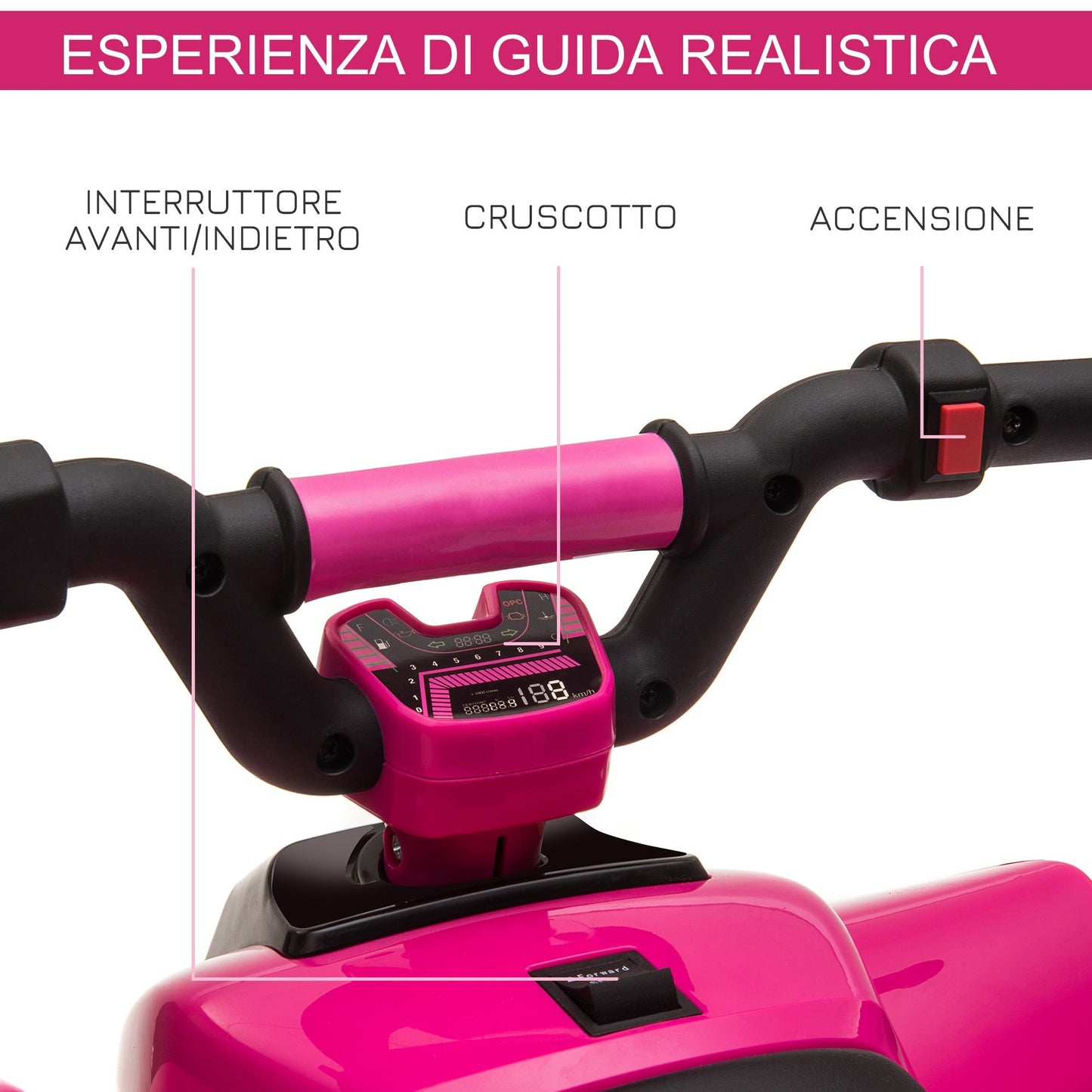 quad for electric children with 6V rechargeable battery, speed 2.8-4.6km/h, age 18-36 months, 72x40x45.5cm, pink