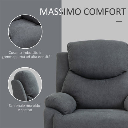 Ergonomic Manual Fabric Relax Chair, 150° Reclining Chair and Footrest for Home and Office, 93x88x102cm, Dark Grey