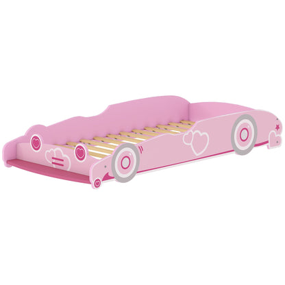 Car-Shaped Children's Bed with Raised Safety Sides for 3-5 Year Olds, 140x70 cm, Pink