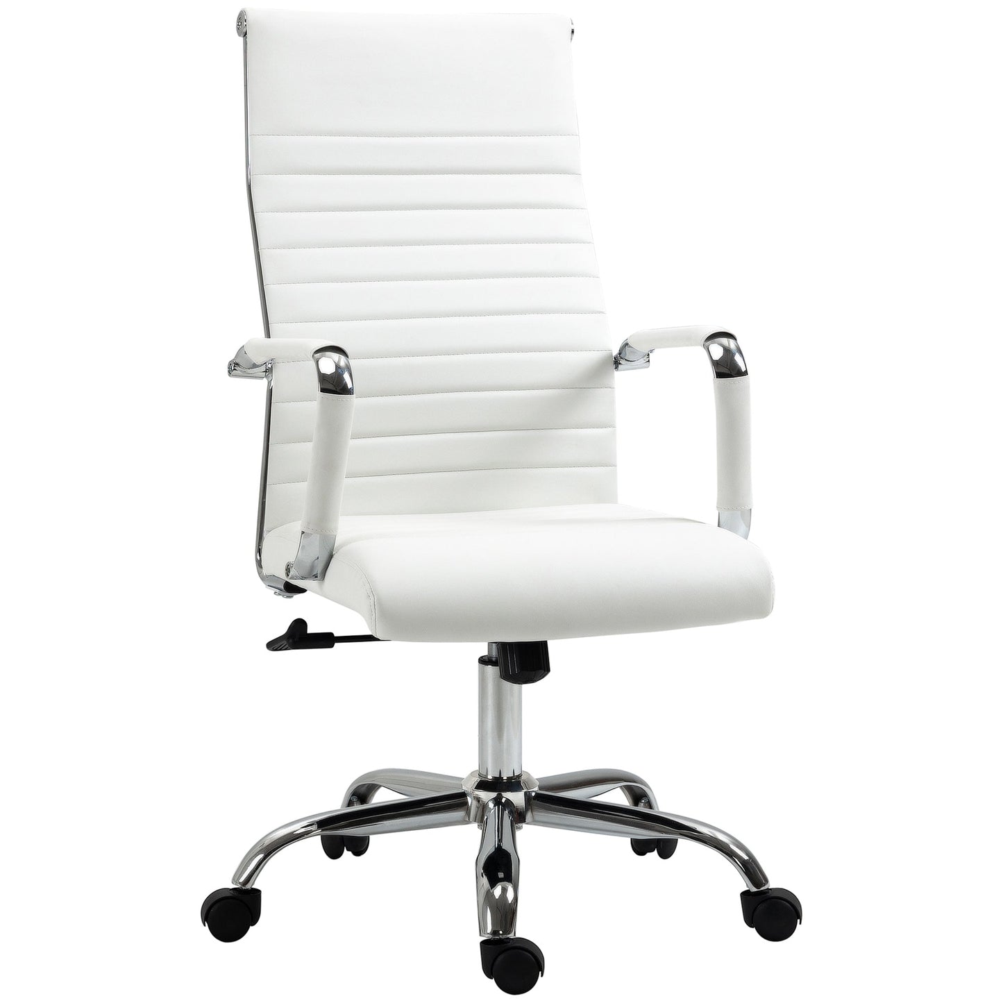 Ergonomic Faux Leather Office Chair, Swivel and Rocking Seat, 54x62x104-114 cm, White