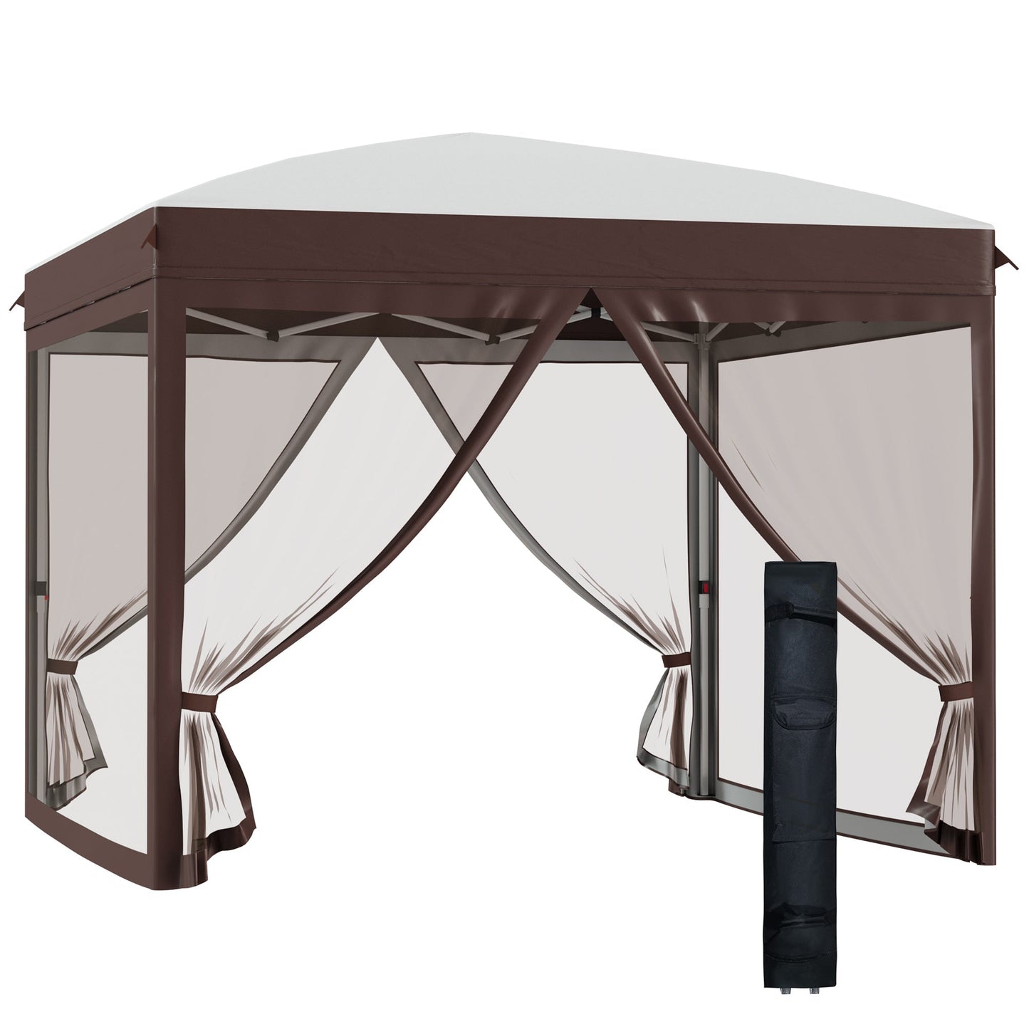 3x3m Garden Gazebo with Mosquito Net and Carry Bag with Wheels, Cream