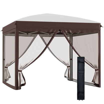 3x3m Garden Gazebo with Mosquito Net and Carry Bag with Wheels, Cream