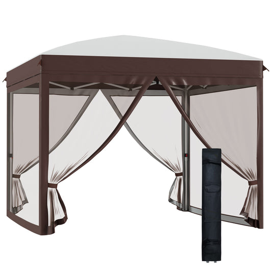 3x3m Garden Gazebo with Mosquito Net and Carry Bag with Wheels, Cream