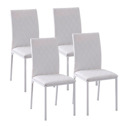 Set of 4 Upholstered Dining Chairs with Faux Leather Upholstery, 41x50x91cm - White