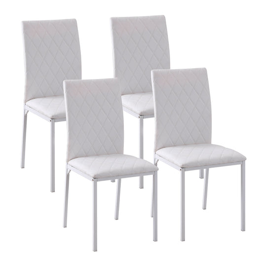 Set of 4 Upholstered Dining Chairs with Faux Leather Upholstery, 41x50x91cm - White