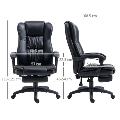 Height Adjustable Office Chair with 6 Massage Points, Faux Leather, 68.5x68. 5x113-121 cm, Black