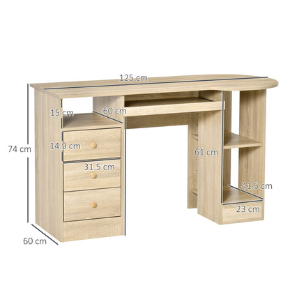 Desk from PC to Office with shelves, drawers and wooden headboard, 125x60x74cm