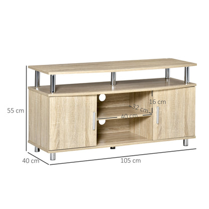 Modern TV Mobile with 2 shelves, Passacavi holes and 2 cabinets in MDF 105x40x55cm - oak