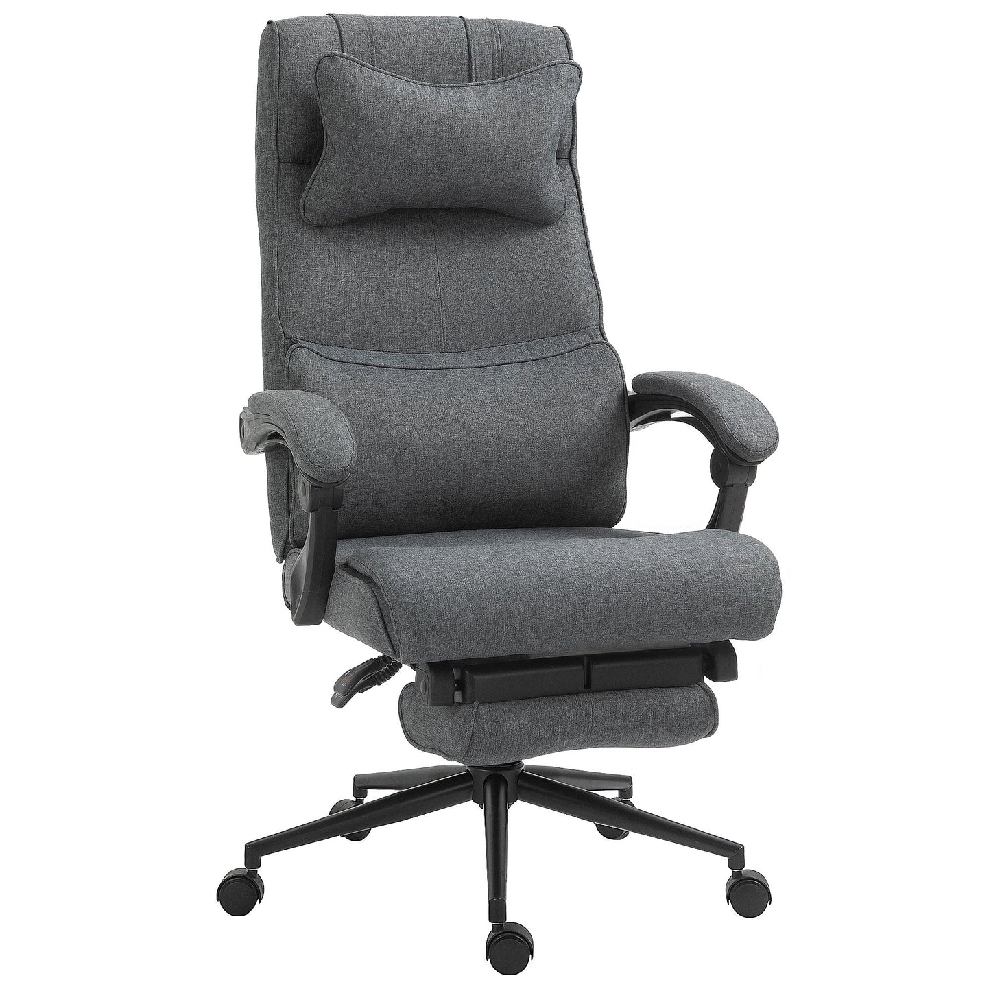 Ergonomic office chair with adjustable height with armrests and footrests, 66x70x115-123 cm, Grey