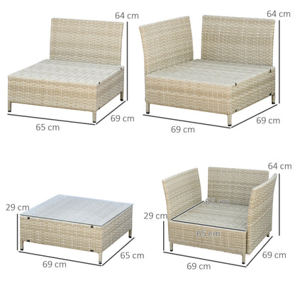 SOFIJA  - 7 Piece Modular PE Rattan Garden Lounge Set with Cushions, Beige