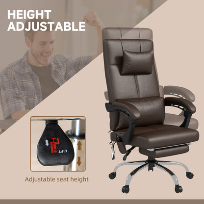 Height Adjustable Massage Office Chair with Footrest and Remote Control, 66x67x115-123 cm, Brown