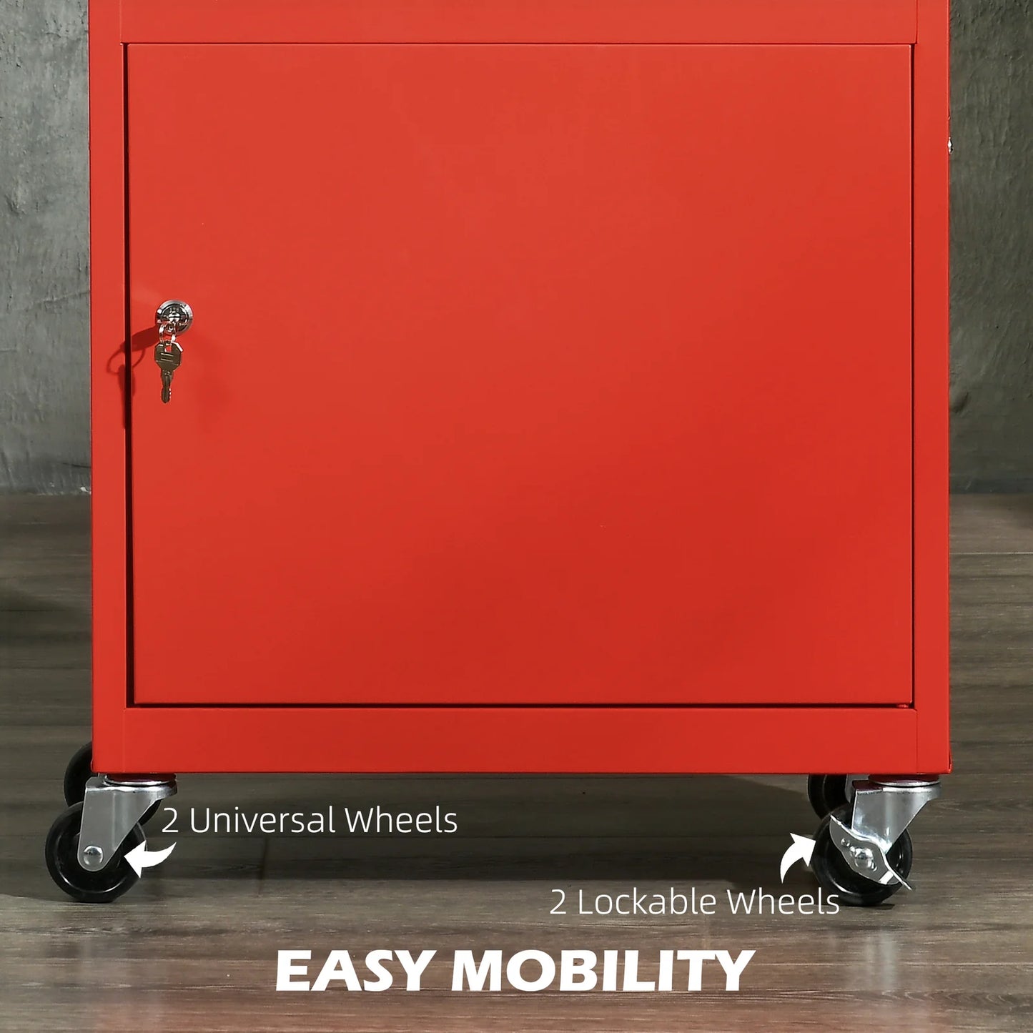 2‑in‑1 Tool Cart with Removable Toolbox, Lockable Drawers & Notice Board – Black