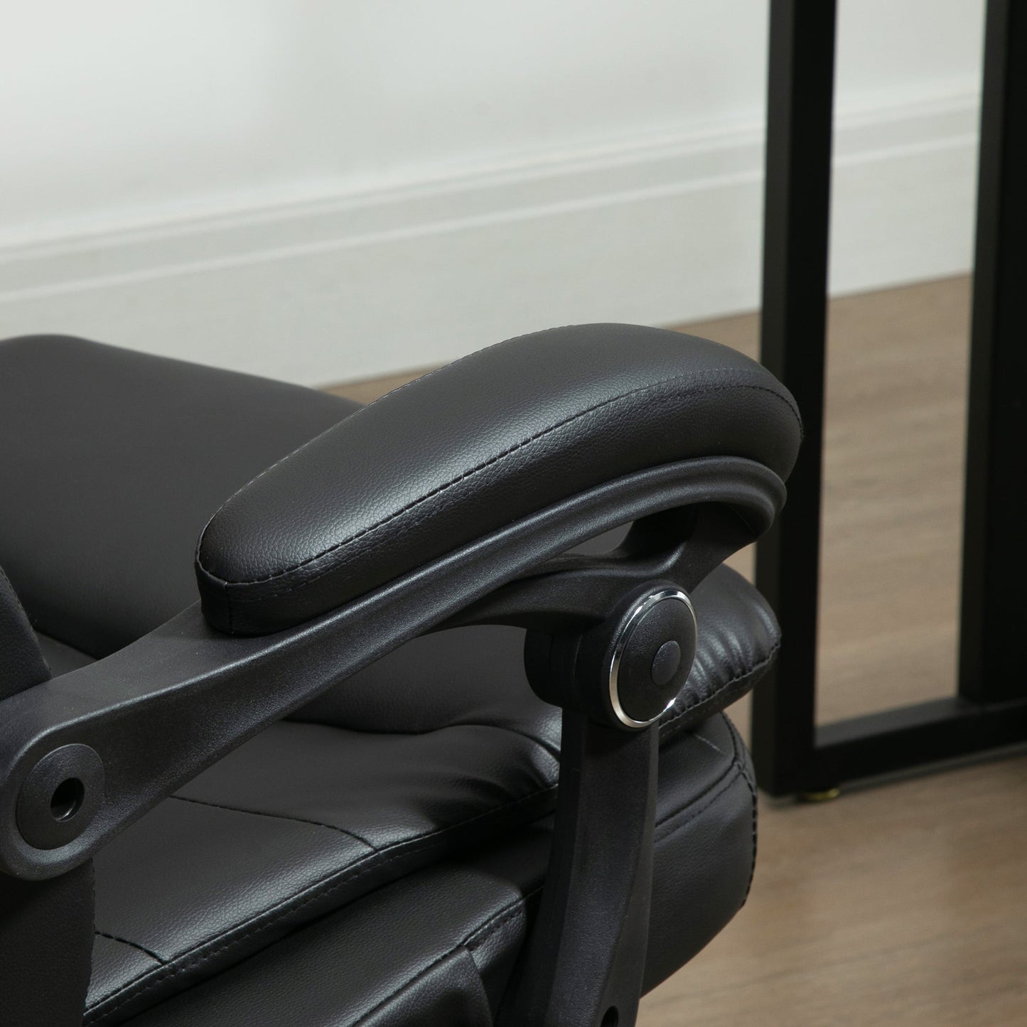 Faux Leather Massage Office Chair with USB Port, 64x69x107-115cm, Black