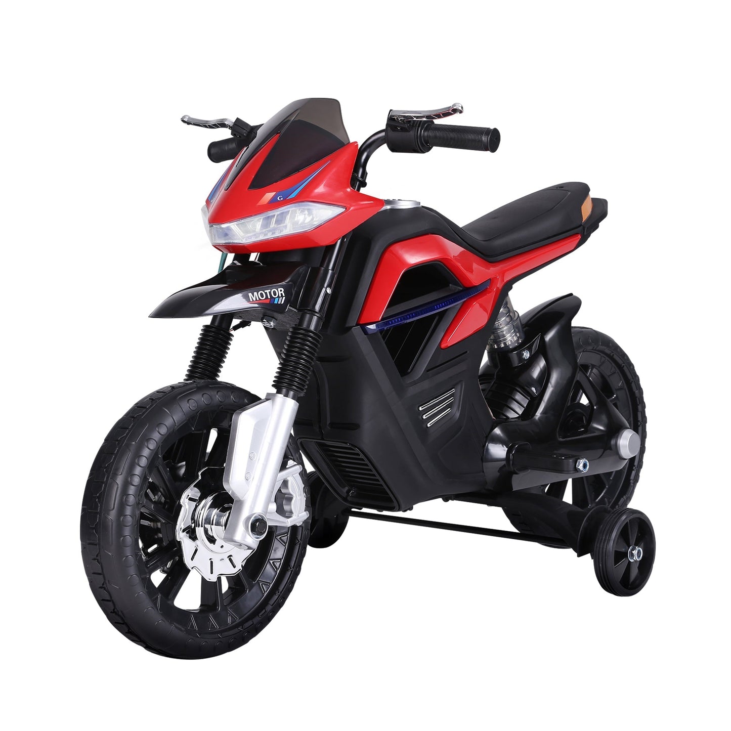 Motorcycle Cross for children, realistic and safe electric motor with headlights and red and black music